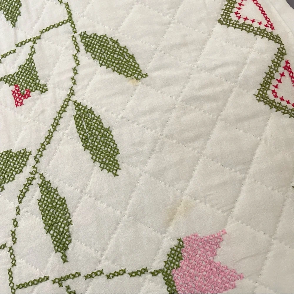 Handmade Vintage Paragon Baltimore’s Bride 01167 Cross Stitch Sampler Quilt